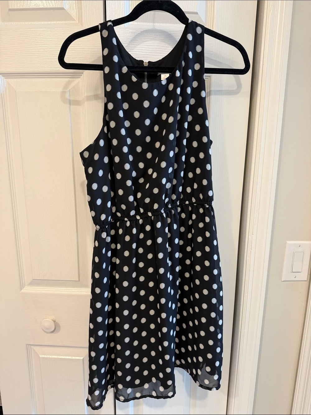 Xhilaration Black and White Polka Dot Midi Dress